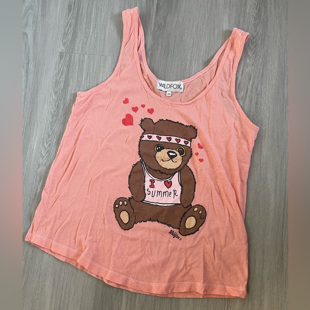 Wildfox Oversized Pink Graphic Tank Top NWOT